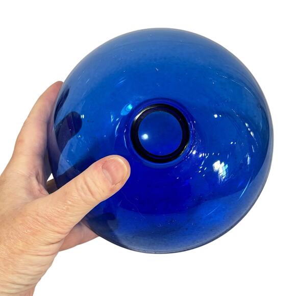 Cobalt blue glass vase bulbous ball Minimalist decorative unique home decor - Picture 2 of 6